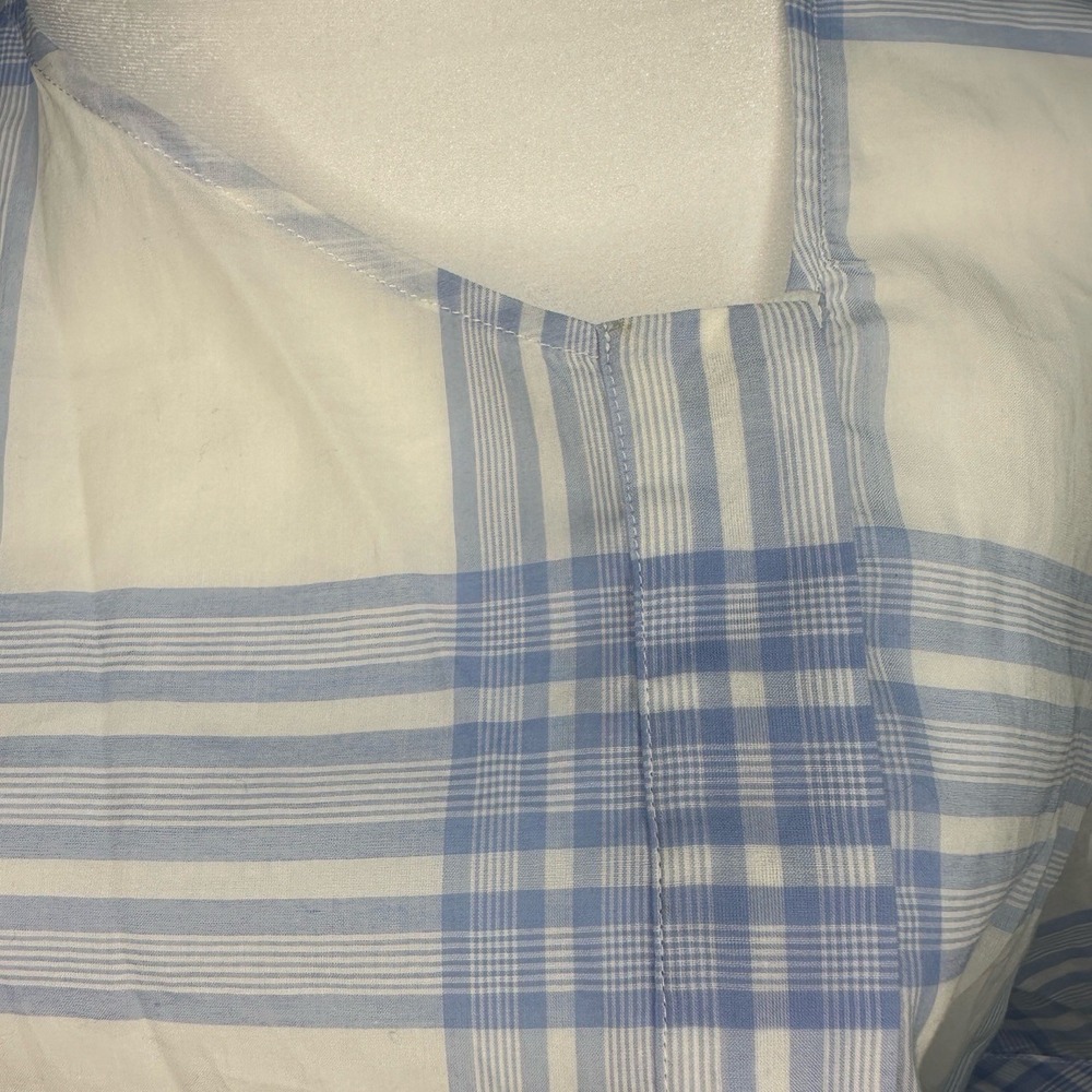 Maison Ullens Blue White Plaid Cotton Short Sleeve Top Women's FR 42 Sheer Italy - Picture 7 of 7